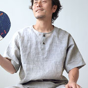 近江ちぢみ半袖ヘンリーネックパジャマ