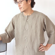 フランスリネン七分袖丈パジャマ