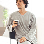 コットンムースVネックかぶりパジャマ