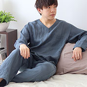 フランスリネンVネックかぶりパジャマ