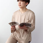 シルクニットVネックかぶりパジャマ