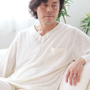 ニットリネンVネックかぶりパジャマ