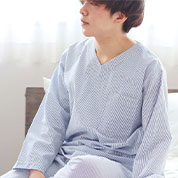 サッカーストライプVネックかぶりパジャマ