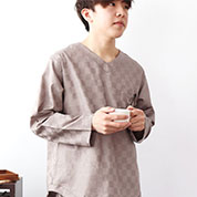 ブロックチェックサテンVネックパジャマ