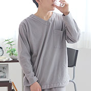 ニットサッカーVネックかぶりパジャマ