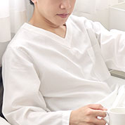 80インドオーガニック超長綿サテンVネックかぶりパジャマ