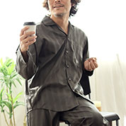 サテンストライプ開襟パジャマ