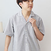 サッカーストライプ開襟短パンパジャマ