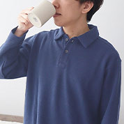 コットンワッフルニットポロカラーパジャマ