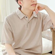 1重ガーゼ半袖かぶりポロカラーパジャマ