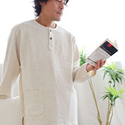 裏起毛スウェットヘンリーネックパジャマ