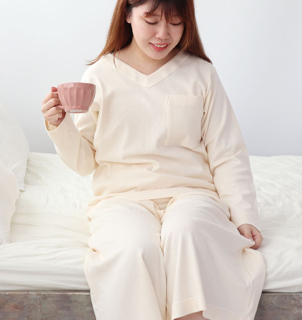 オーガニックコットンスムースニットレディースガウチョパンツ単品