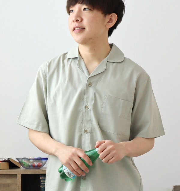 和晒京ひとえガーゼメンズパジャマ・半袖/前開き/短パン/開襟