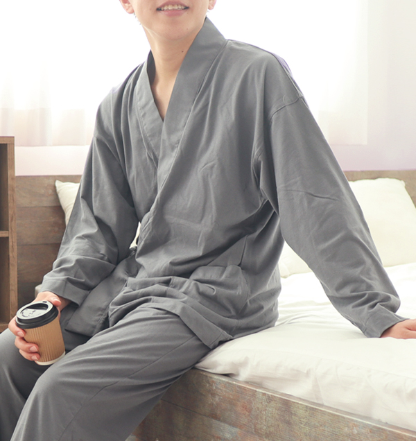 やわらか天竺ニットメンズ作務衣上下セット・長袖<