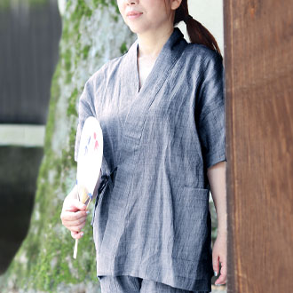 夏の定番！清涼感あるシボ加工の近江ちぢみ麻甚平