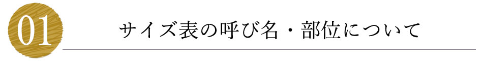 サイズ表の呼び名・部位について