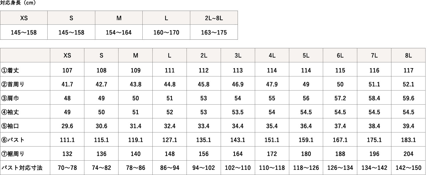 カシュクールワンピースサイズ表