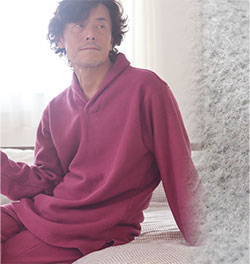 カシミヤタッチコットメンズショールカラー