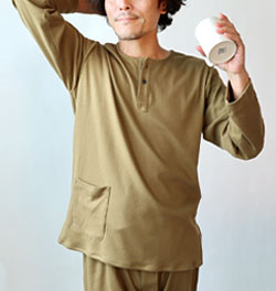 コットンムースメンズヘンリーネック