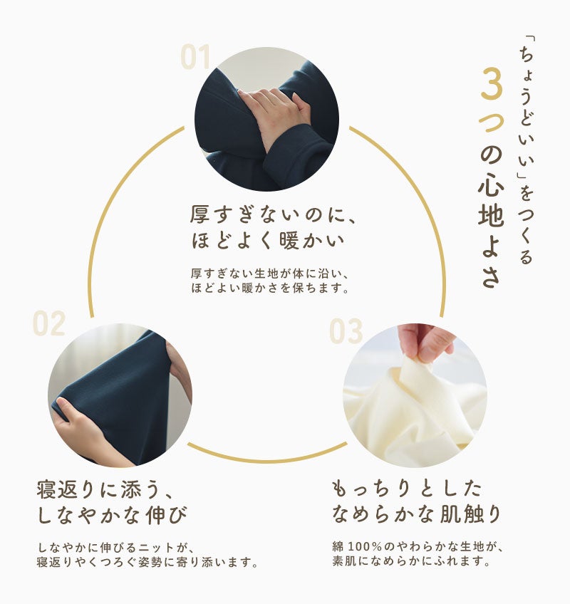 コットンムースは着心地・伸縮性・なめらかさがポイントの生地です
