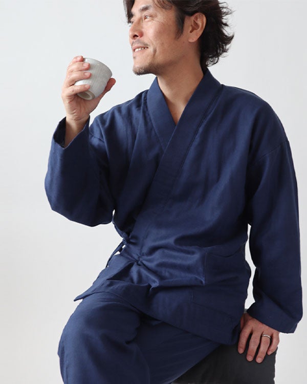 和晒京ふたえガーゼメンズ作務衣 上下セット・長袖