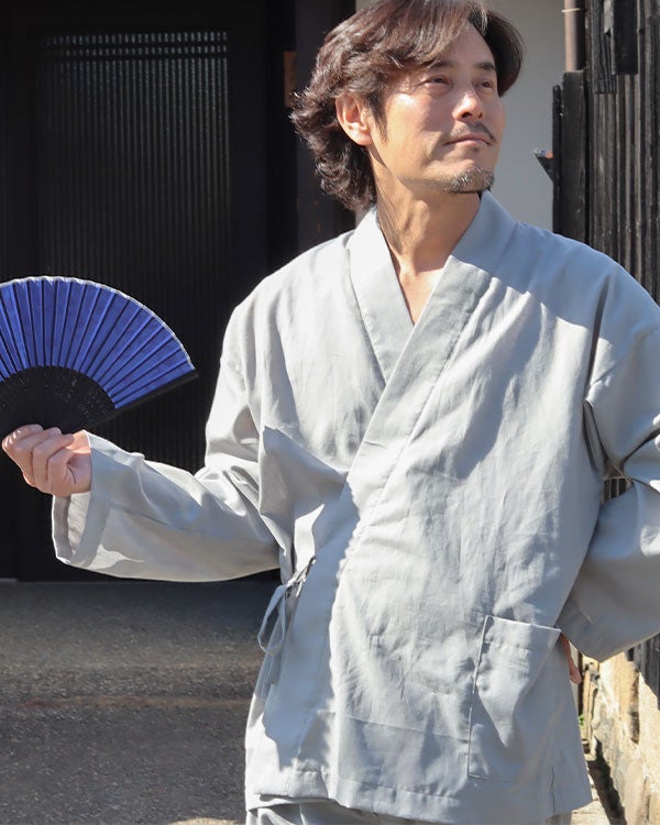和晒京ひとえガーゼメンズ作務衣 上下セット・長袖