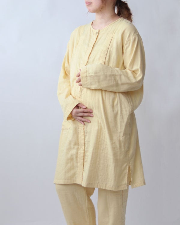 和晒京ふたえガーゼレディースマタニティパジャマ 上下セット・長袖/前開き/襟なし 