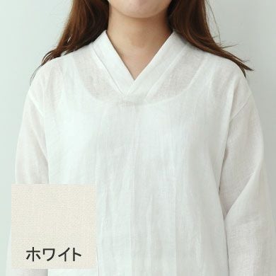 やわらかるいリネンレディース作務衣下着・ズボン付/長袖/かぶり