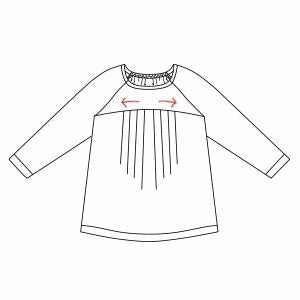 近江ちぢみ麻レディースパジャマ 上下セット・長袖/かぶり/Aライン/胸元切替タック