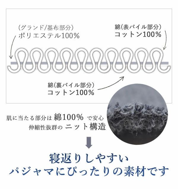 寝返りしやすいパジャマにぴったりの素材です
