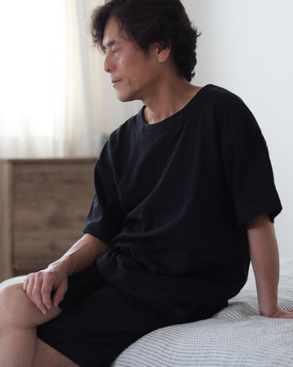 眠れるガーゼTシャツセットアップ（メンズ・半袖・ショートパンツ）